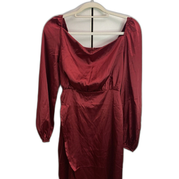 LYANER Womens Satin Long Sleeve Cowl Neck Cocktail Midi Dress Small - Picture 1 of 6